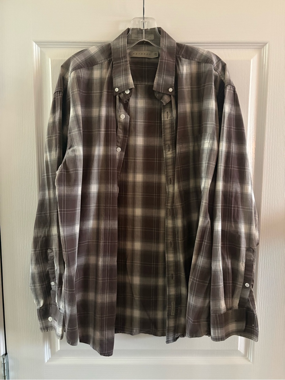 Men's Casual Button-Down Plaid Shirt - Brown/Gray